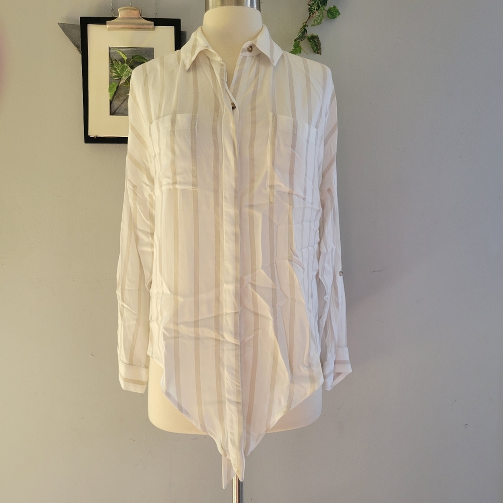 Anthropologie Maeve Sandbridge Button Down Tie‎ Front Top XS - Picture 4 of 16